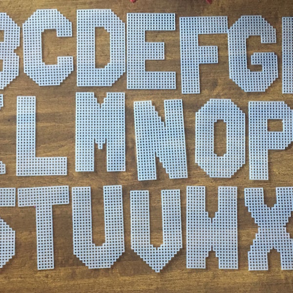 Precut plastic canvas alphabet set cutout, 4 inch Precut letters plastic canvas, blank letters to stitch, needlepoint precut plastic