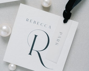 Vellum Reception Place Cards, Place Tags, Wedding Name Cards, Escort Tags, with Velvet Ribbon