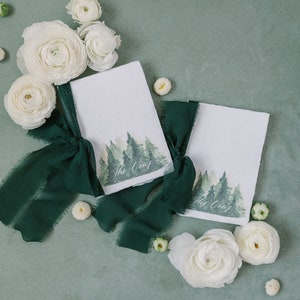 Elopement Style Calligraphy Fine Art Vow Books Wedding, Silk Ribbon Personalized Vows | Set of 2