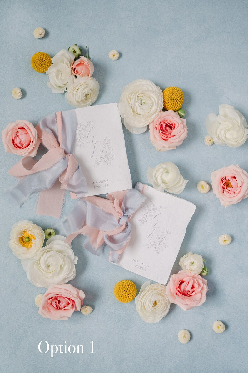 Calligraphy Fine Art Vow Books Wedding, Silk Ribbon Personalized Vows ...