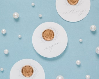 Round Floral Calligraphy Wedding Reception Place Cards, Place Tags, Wedding Name Cards, Escort Tags