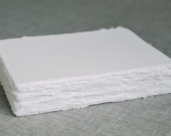 5x7" White Handmade Cotton Rag Deckle Paper 150gsm