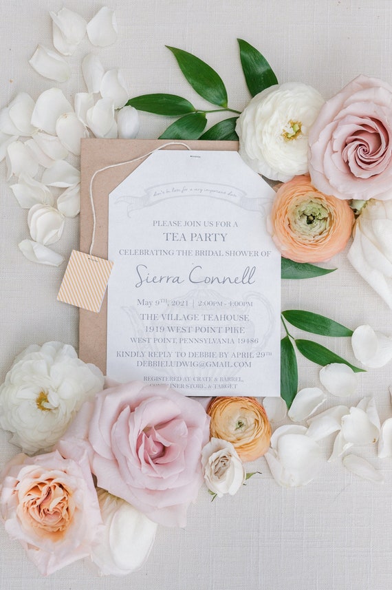 Tea Party Tea Bag Bridal Wedding Shower Invitations | Etsy