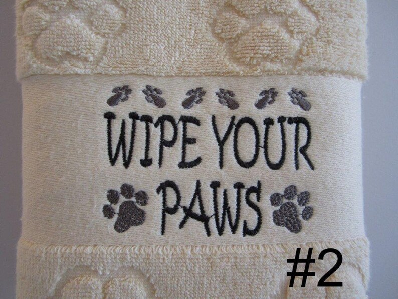 Wipe Your Paws Embroidered Paw Print Hand Towel Etsy