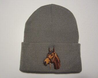Horse embroidered beanie