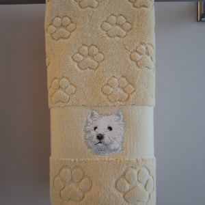 West Highland Terrier paw print hand towel