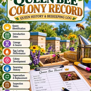 Registro de la colonia de abejas reinas / Historia de la reina y registro de apicultura