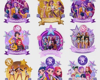 Adornos editables para tartas de K-Pop, adornos para tartas de fiesta de K-Pop, 13 adornos para tartas, 13 adornos de K-Pop editables, nombre y edad personalizados, descarga instantánea.