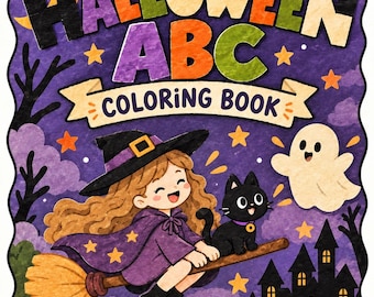 Livre de coloriage à imprimer pour enfants : Halloween ABC, traçage des lettres, activités de vocabulaire