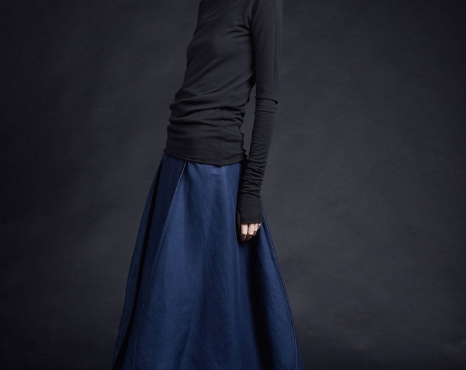 Linen Maxi Skirt Extravagant Long  Skirt Maxi Flowing Skirt HandMade by Aakasha A09903