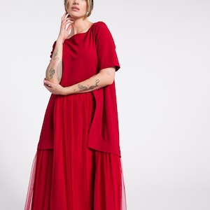 Maxi Tulle Dress, Bohemian Tulle Dress, Wedding Layered Gown, Summer Maxi  Dress with pockets   A90495