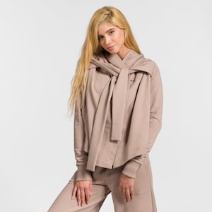 Hooded  Wrap Cotton Sweatshirt , Top with Large Hood by Aakasha A92062