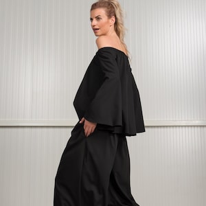 Off Shoulder Blouse & Skirt Pants SET A92220