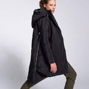 Hooded Quilted Winter Coat, Waterproof Windproof Jacket Warm Parka Side Pockets image 1