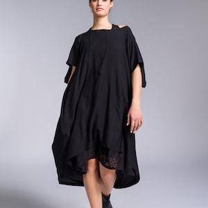 Mixed Fabric Modular Draped Dress A92284
