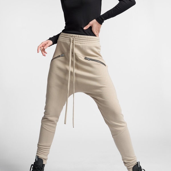 Drop Crotch Pants With Zipper Pockets A05313