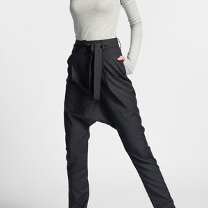 Drop Crotch Pants With Ribbon Belt