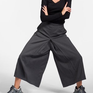 Wool Cropped  Skirt  Pants Extravagant / High Waisted Trousers by Aakasha A05147