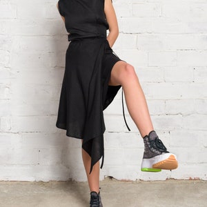 Asymmetric Linen Wrap Skirt A92170