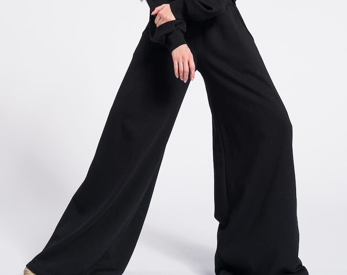 Loose Cotton Wide Leg Pants with pockets HandMade by Aakasha