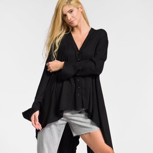 Asymmetric  Shirt  Tunic  With DRAPED BACK A90569