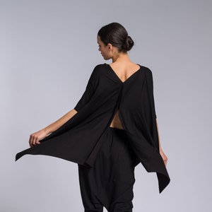 Open Back Blouse with Asymmetric Closure A92250