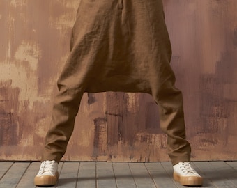 Drop Crotch Linen Pants