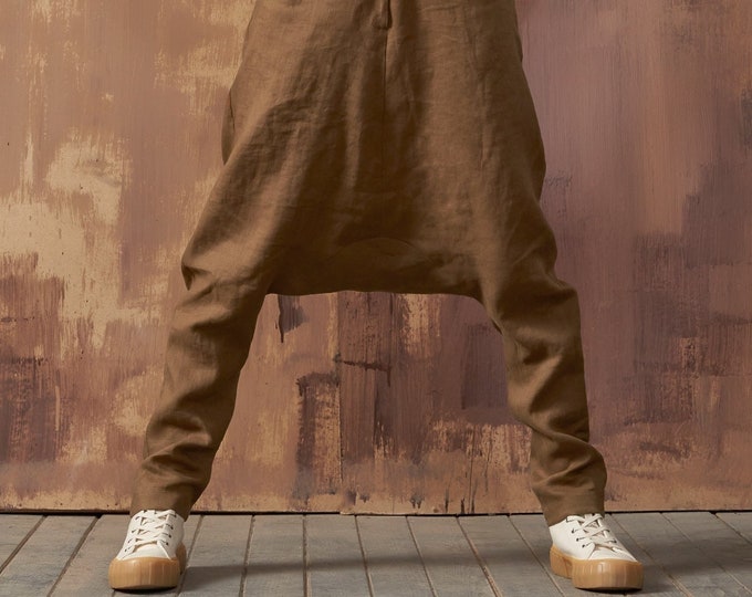 Drop Crotch Linen Pants