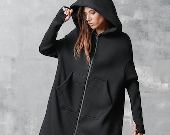 BabyYoung Women Hooded Thick Zip Up Modern Long Sleeve Mid Long Outwear 