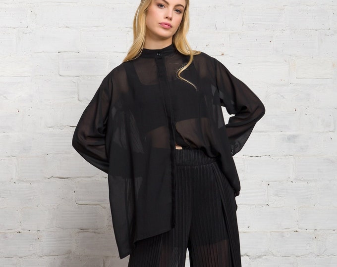 Pleated Back Sheer Shirt A11507