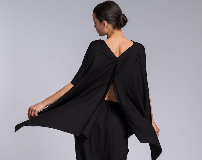 Open Back Blouse with Asymmetric Closure A92250