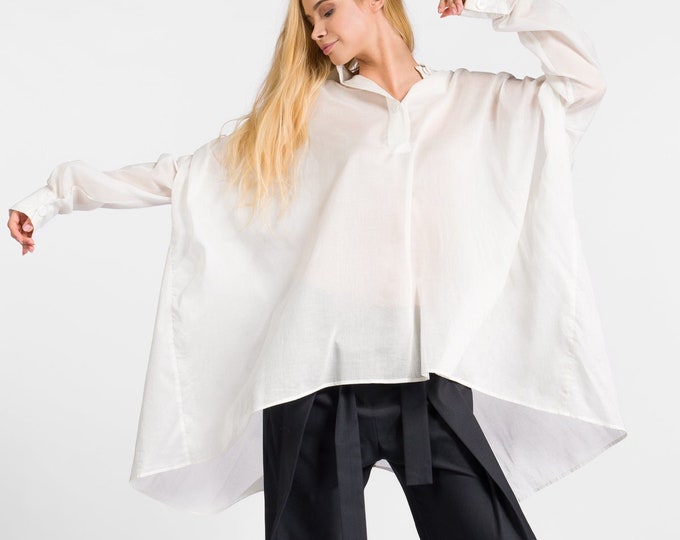 White Loose ASYMMETRIC SHIRT A11208