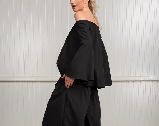 Off Shoulder Blouse & Skirt Pants SET A92220
