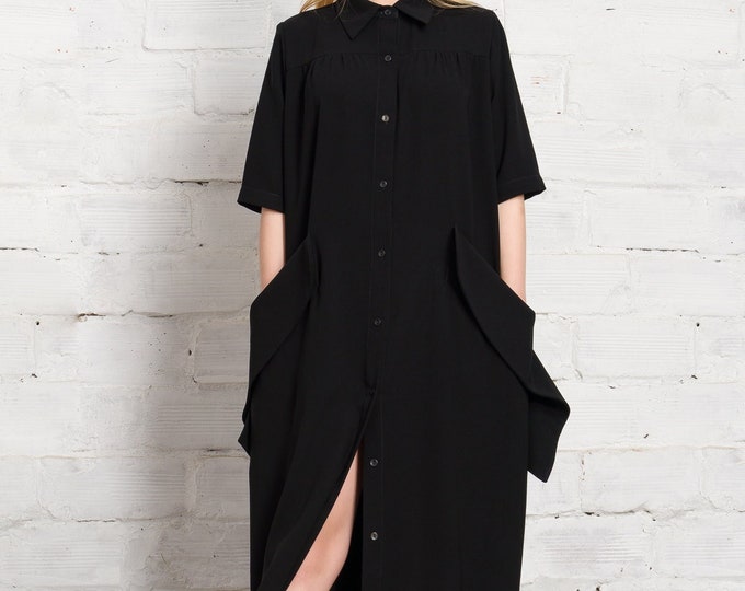 Long Shirt Dress with Large Pockets , Summer Loose Maxi Dress A92166