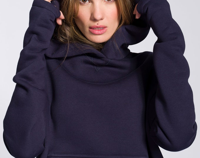 Maxi Warm Hoodie , Asymmetric Maxi Hoodie A08022