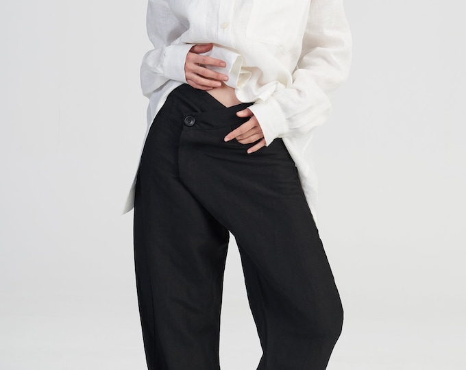 Overlapping Linen Pants A05639