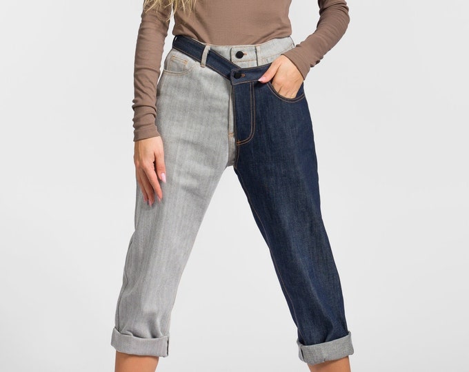Detachable  TWO-TONE Jeans by Aakasha A92053