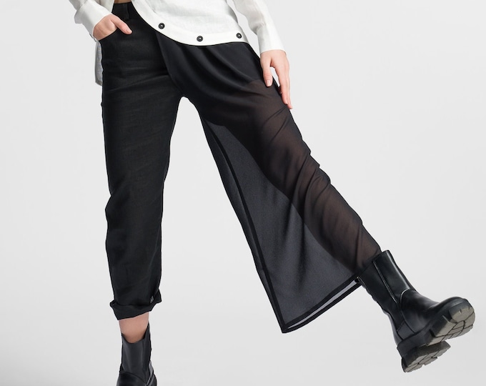 Detachable Sheer Leg Pants by AKASHA A92123