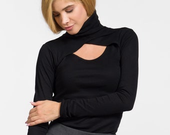Wrap Turtleneck  CUT-OUT TOP