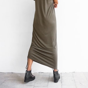 Elegant Short Sleeve Summer Dress Military Maxi Dress A90527