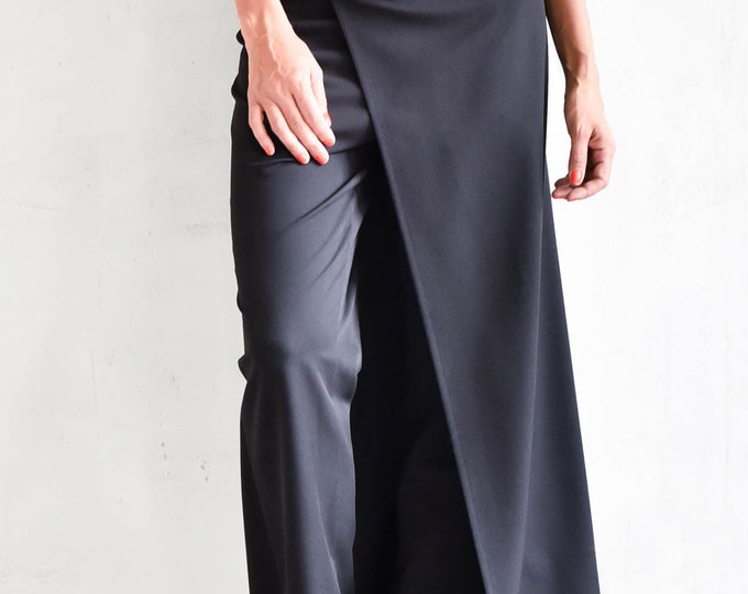 New Polyviscose Asymmetrical Elegant Cape Pants  HandMade by Aaakasha A05901