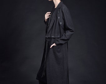 Maxi Linen Trench Coat: Extra Buttoned, Relaxed Fit