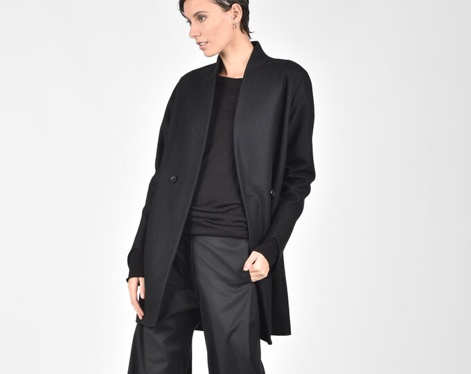 Short Wool Blend Straight Coat A07762