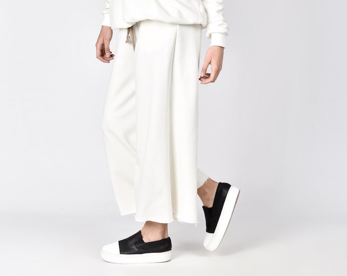High waist cotton pants A05726