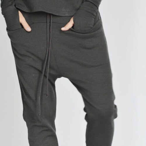 Elegant drop crotch knit pants A90581