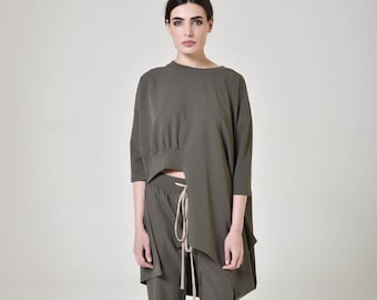 Woman’s  Tunic Asymmetric cut off blouse A02825