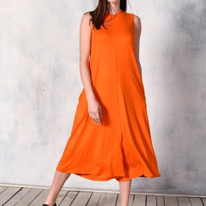 SALE NEW Summer Collection  Orange  Wide Leg Jumpsuit  / Extravagant Loose Sleeveless Jumpsuit with side pockets by AAKASHA A19741