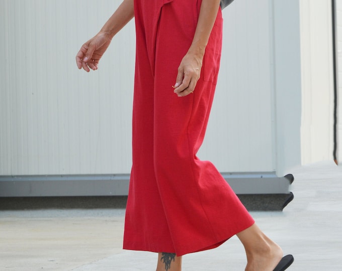 Linen wrapped Jumpsuit , Summer  Elegant  OEKO-TEX Certified Linen  Jumpsuit A90506