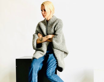 Warm Wool Vest Limited Edition Wool Grey Bolero Extravagant Jacket Wool Blend Lined  Coat with pockets Autumn Cardigan  by Aakasha