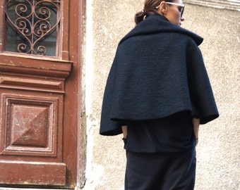 NEW Autumn / Winter  Wool Black Bolero / Extravagant Jacket / Wool Blend Coat  by Aakasha A01150